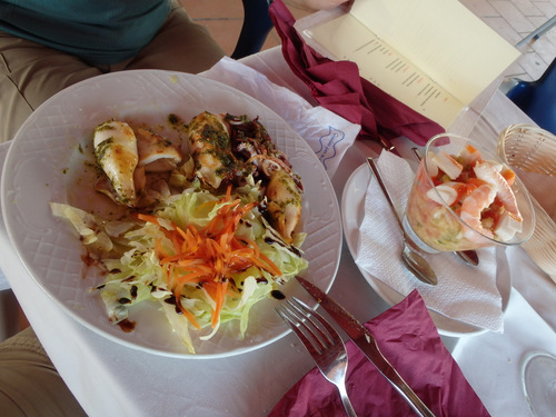 Salad and Shrimp.